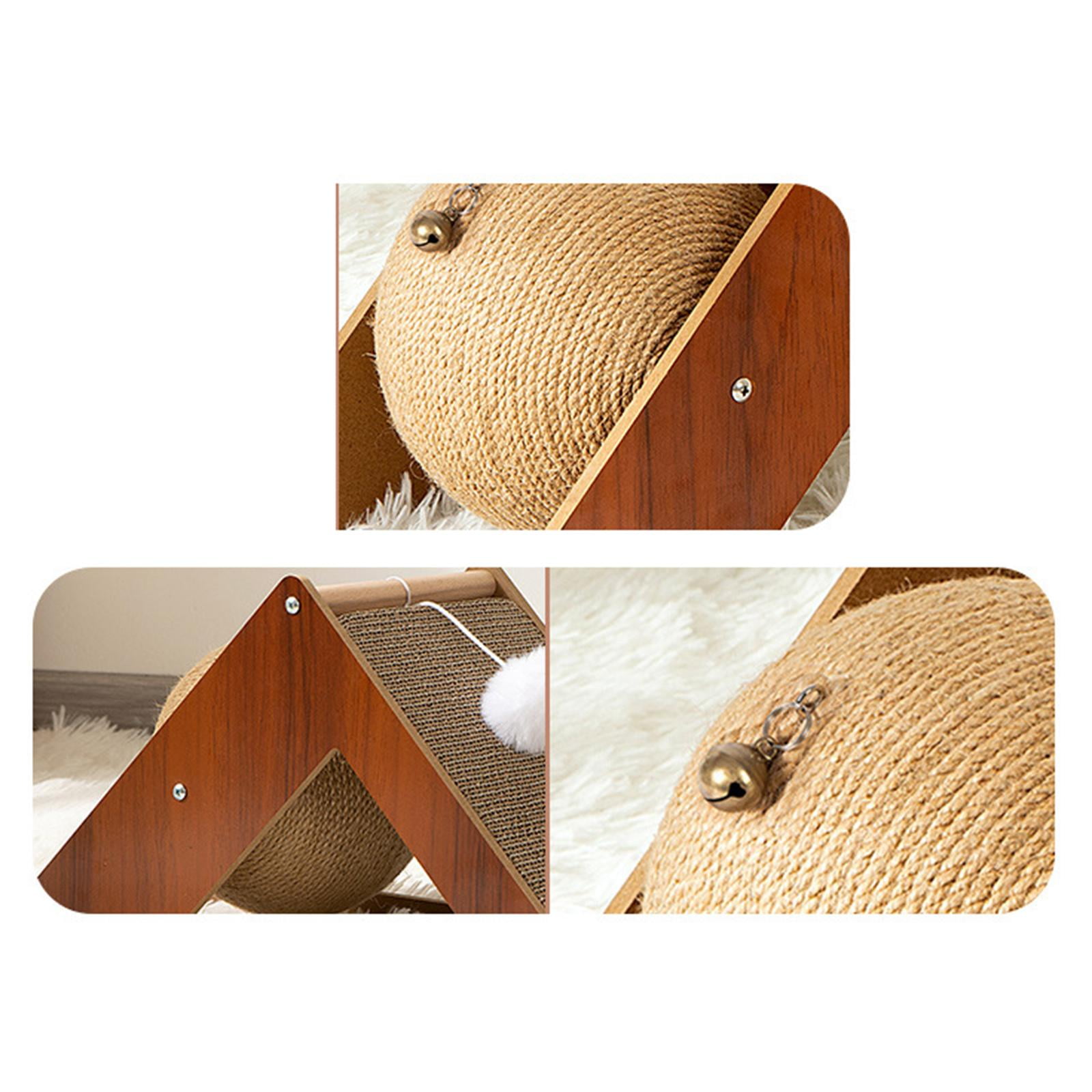 Cat Scratcher Toy, Natural Sisal Cat Scratching Ball, Interactive Solid Wood Pet Toy