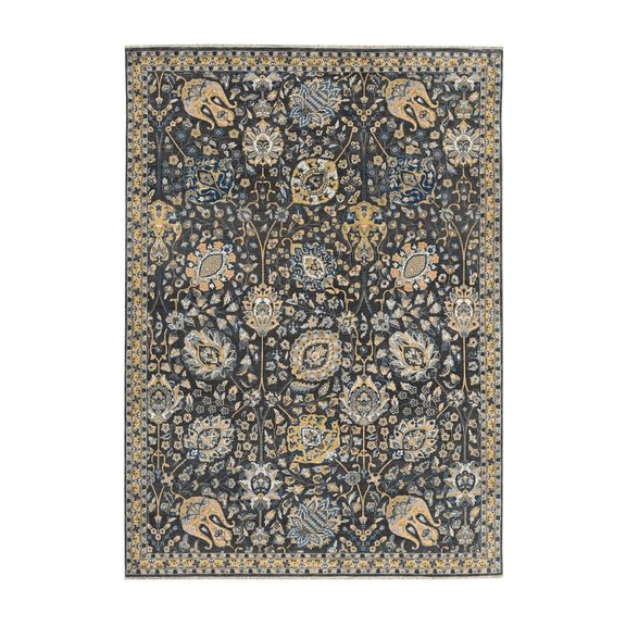 9'x12'Beige Pure Wool Hand Knotted Traditional Design Oriental Rug_9