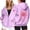 Light Purple, variant on Women's Casual Hoodies Zip Up Pink Sunflower Bow Graphic Hooded Sweatshirt Long Sleeve Streetwear Pullover Top M
