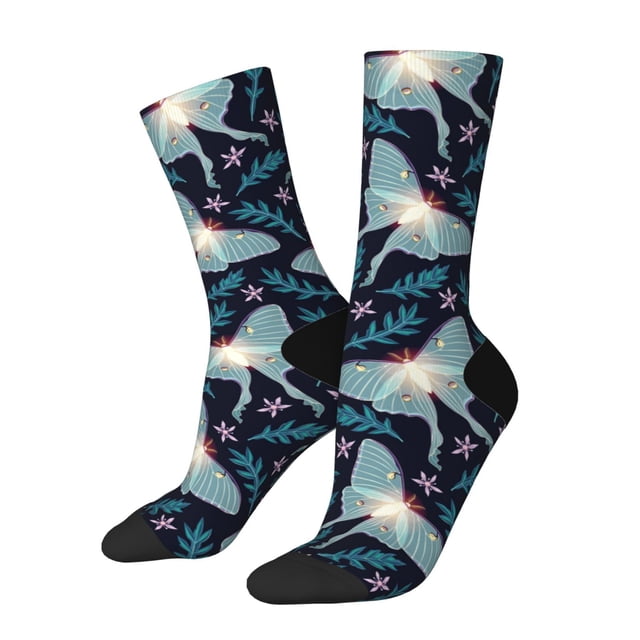 Balery Glowing Butterfly Calcetas Largas con Estampado para Hombre y Mujer – Suaves y Transpirables, Talla Única (US 5-11)