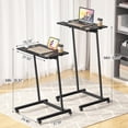 thumbnail image 2 of Treadmill Desk, Mobile Small Standing Desk with Wheels for Walking Pad, Portable Table for Laptop, Rolling Table Adjustable Height, Bedside Table，Black, 2 of 16