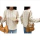 thumbnail image 2 of Suéter de Larga para Mujer, Jersey de Punto Acanalado de Otoño, Suéter Holgado de Cuello Redondo con Cable, Tops Tipo Jersey. Albaricoque XL, 2 of 7
