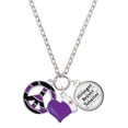 thumbnail image 1 of Delight Jewelry Silvertone Large Purple Tiger Print Peace Sign - Purple Heart Nurse Strong Zoe Necklace, 1 of 4