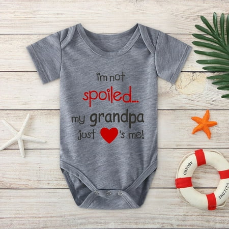 

XMMSWDLA Toddler Girl Clothes Deals Clearance Kids Baby Boys Girls Fashion Cute Solid Color Letter Print Short Sleeve One-piece Clothes Clothes