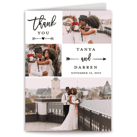 Personalized Wedding Thank You Card Hearts Thanks 5 X 7