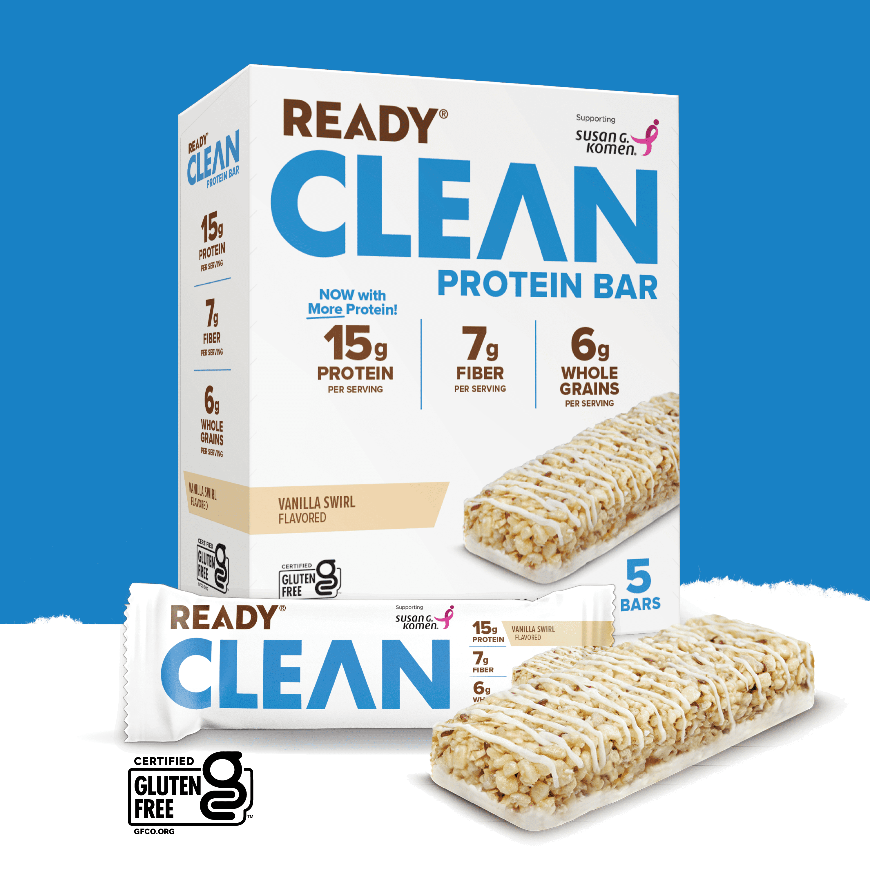 Ready Clean Protein Bar, Vanilla Swirl, 5 Count Box Protein Bar