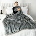 thumbnail image 4 of Battilo Grey Fur Blanket Throw,Large Fluffy Faux Throw Blanket for Couch,Fox Fur Blankets,60"x80", 4 of 9