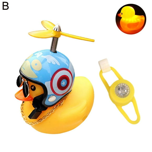 Captain Q vibration light + fixing belt - bicycle style little yellow duck car ornaments on the car Douyin same social network celebrity helmet motorcycle outer wind-breaking duck car deco