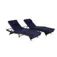 thumbnail image 4 of Modern 76" Outdoor PE Rattan Reclining Chair Set, Lounge Chair Recliner up to 150°, for Beach, Poolside, Garden, Set of 2, Brown Frame, 6 Available Color Cushion, 4 of 6