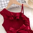 thumbnail image 4 of Spazoro Girls Midi Cold Shoulder Dresses, Crew Neck Solid Short Sleeve A-Line Casual Summer Dresses for Girls Red Size 5-6, 4 of 9