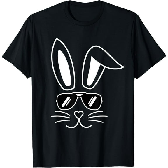 Cool Bunny Face With Sunglasses Easter Day For Boys Men Kids T-Shirt men and women can wear, black, white, gifts