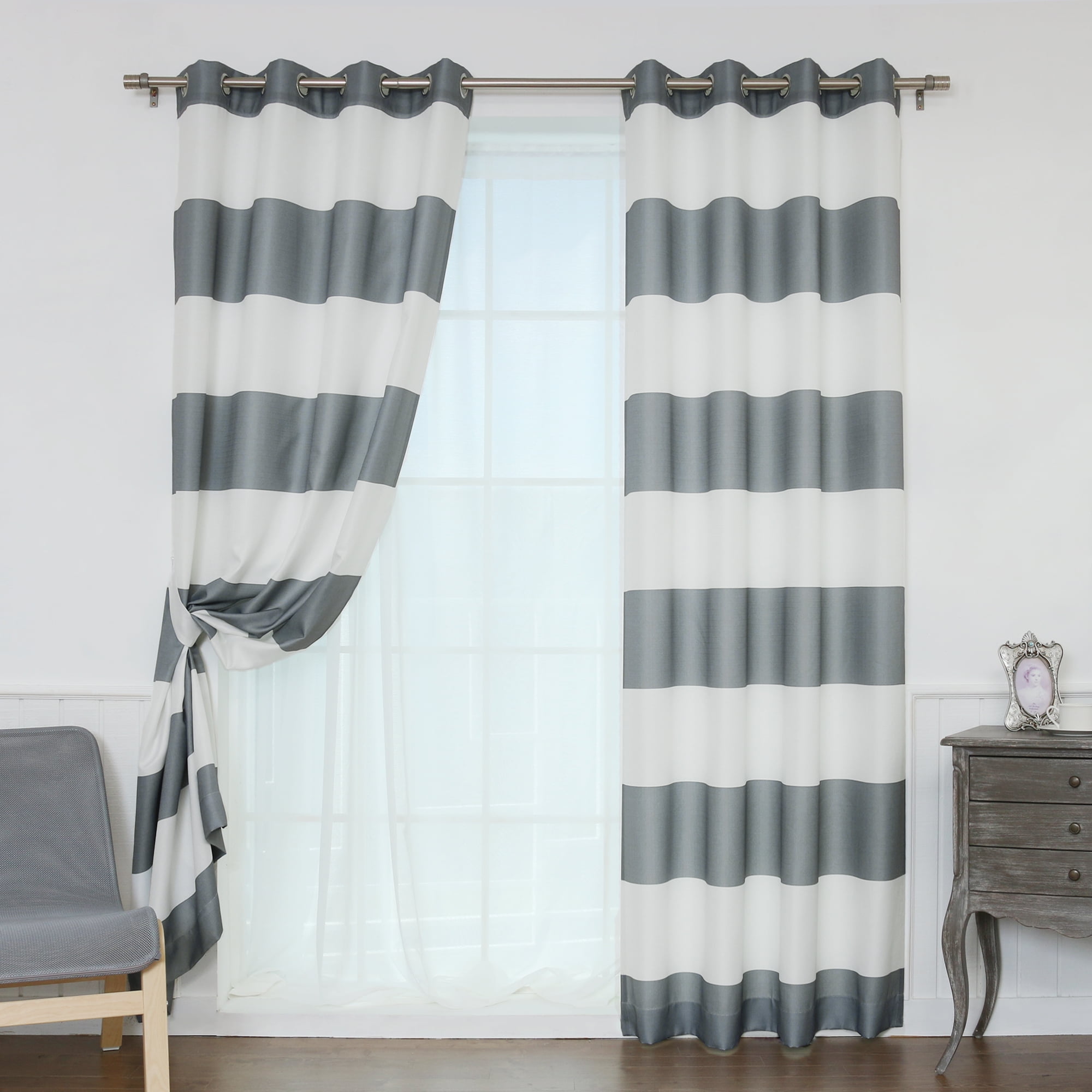 Quality Home Oxford Rugby Stripe Curtains - 52