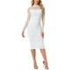 thumbnail image 2 of Vestido de malla INSPIRE CHIC para mujer, con cuello alto, manga larga, vestido de cóctel ajustado en blanco, 2 of 6