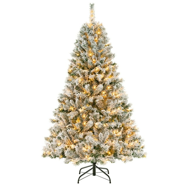 Árbol de Navidad preiluminado Costway 180 cm decoración flocada con 300 luces LED
