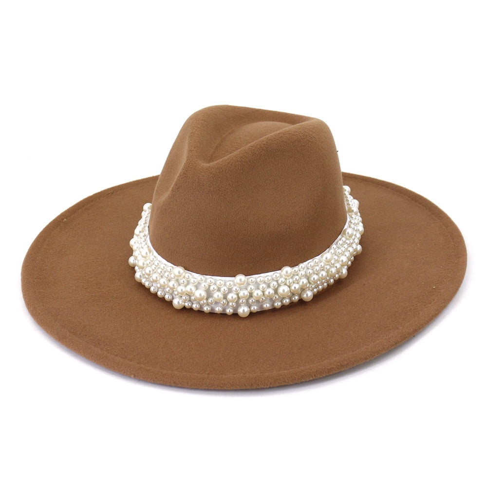 Tancuzo Womens Fedora Hat with Pearl 