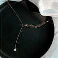 thumbnail image 3 of Women Necklace Adjustable Simple Leaves Fake Pearl Pendant Necklace, 3 of 10