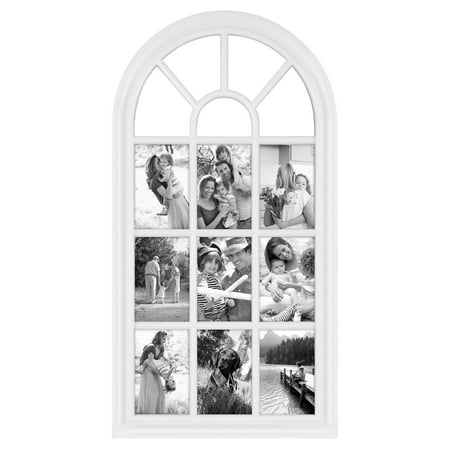 28" x 14" White Arched Window Pane Collage Picture Frame ...
