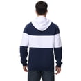 thumbnail image 4 of Men's Pullover Hoodies Plaid Jacquard with Zipper Kanga Pockets Color Block Long Sleeve Drawstring Casual Hooded Sweatshirt Dark blue 2XL, 4 of 8