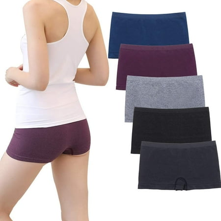 Womens Seamless Underwear Boyshort Ladies Panties Spandex Panty Workout Boxer briefs 5 Pack