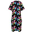thumbnail image 4 of Conjunto de ropa elegante para mujer vestido negro con bolsillos holgado con diseño de perros y globos de acuarela, 4 of 6
