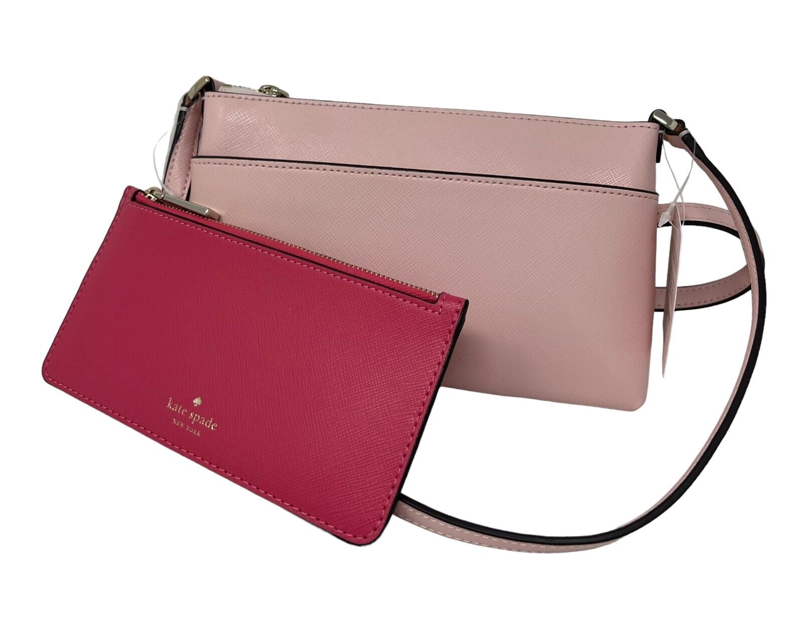 Kate Spade Sadie Saffiano Leather Top Zip Pink Crossbody Set Bag K7402 $249