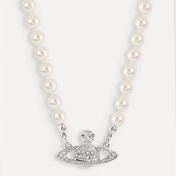 Saturn Pearl Necklace For Women - SJJYV 2024 Pearl Choker - Pearl Planet Necklace Sterling Silver_Special Gift