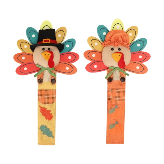 PBAZIH Thanksgiving Turkey Fridge Handle Covers, Decorative Kitchen Appliance Protector, Handmade Fabric Sleeves for Refrigerator, Oven & Dishwasher, Fall Home Decor, Reusable & Washable