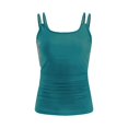 thumbnail image 5 of QURATI Swimwear Womens Bikini Swimsuits Two Piece Bathing Suit Double Straps Solid Color Swim Tank Tops Swimwear S 2XL Blackish Green L, 5 of 6