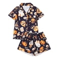 thumbnail image 2 of FASHOFT Halloween Pajamas for Women Set Ghost Pumpkin Printing Button Up Pjs Short Sleeve Sleepwear Notch Collar Bride Soft Comfy Pj Lounge Sets Navy XXL, 2 of 7