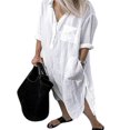 thumbnail image 1 of CHOK Blouse Décontractée en Coton et Lin à Manches Longues pour Femmes avec Poches, 1 of 2