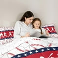 thumbnail image 5 of Homewish Baseball Sport Ball Game Red White Blue Twin Comforter Set, Reversible Microfiber Boys Kids Bedding, 2 Pieces, 5 of 8