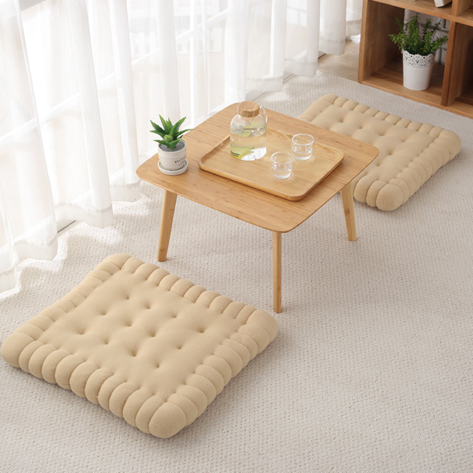 UTDKLPBXAQ Japanese Style Cotton Cookie Tatami Biscuit Pillow Cushion Adorable Soft Biscuit Tatami Comfortable Cookie Floor Mat for Living Room Bedroom Chairs Dining Table 