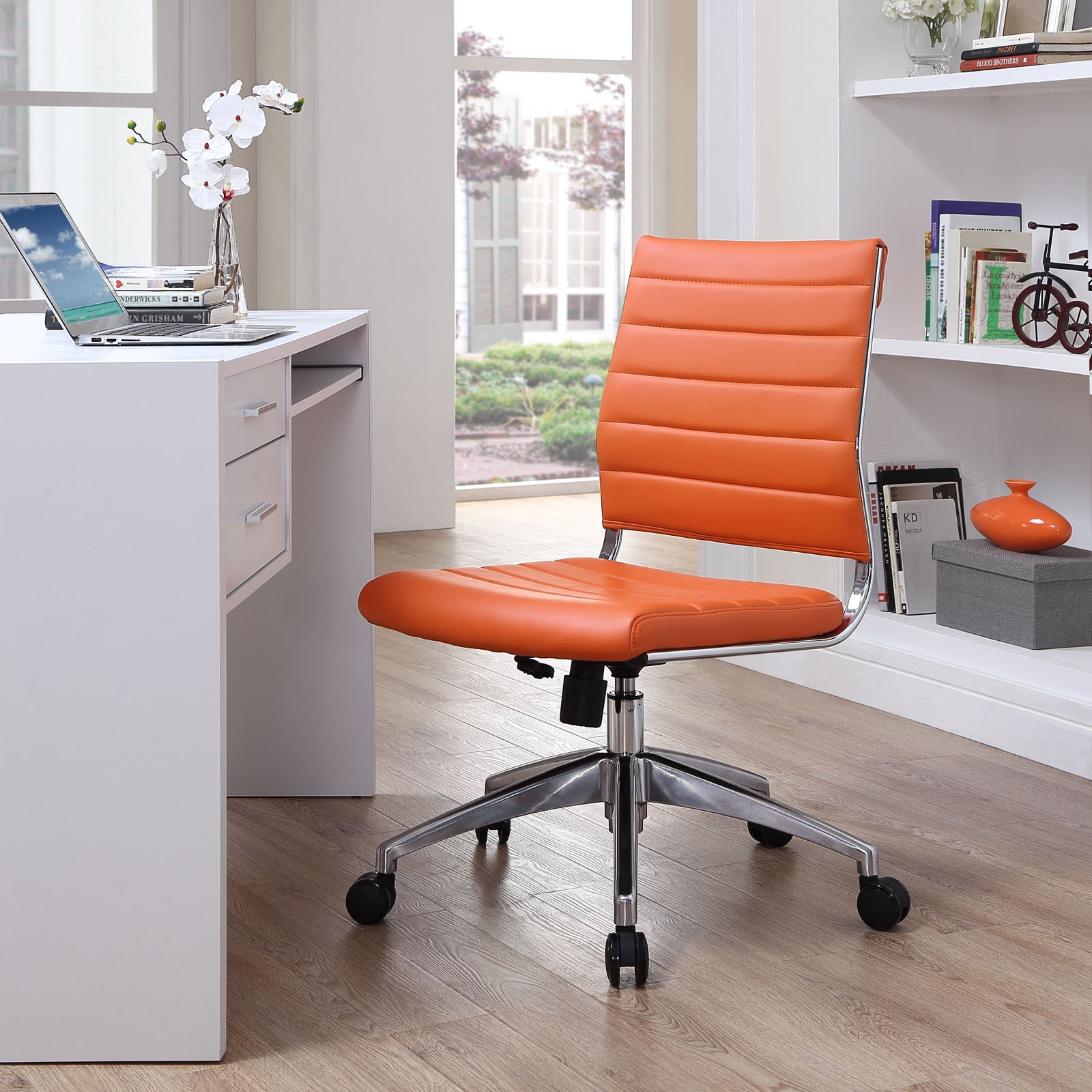 Modway Jive Armless Midback Leatherette Office Chair, Multiple Colors