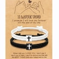 thumbnail image 3 of 2pcs Adjustable Religious Crosses Bracelet for Men Women Gift Couple Wristband, 3 of 8