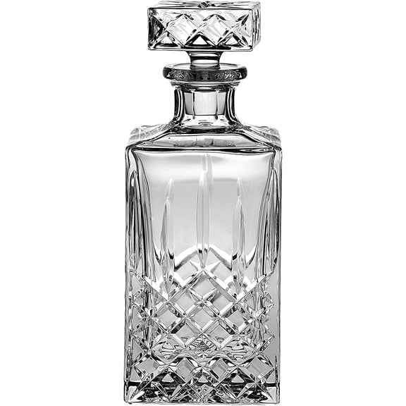 Barski - Hand Cut - Mouth Blown - Crystal - Whiskey - Square Decanter - 25 oz. - Made in Europe