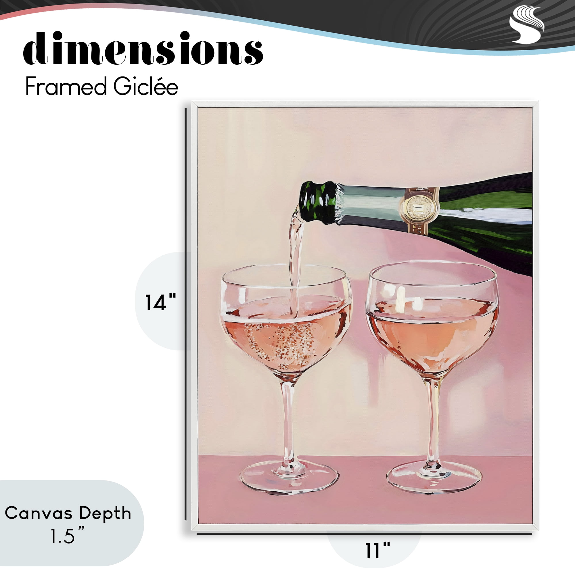 Stupell Industries Pink Champagne Toast for Two White Framed Giclee Art, design by The Prints Vibe