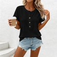 thumbnail image 5 of Aezemi Women Pullover Button Shirts Round Neck Short Sleeve Fashion Comfy Summer Tees Trendy Outdoor Soft Tunic All Match Undershirts Tops XL, 5 of 7