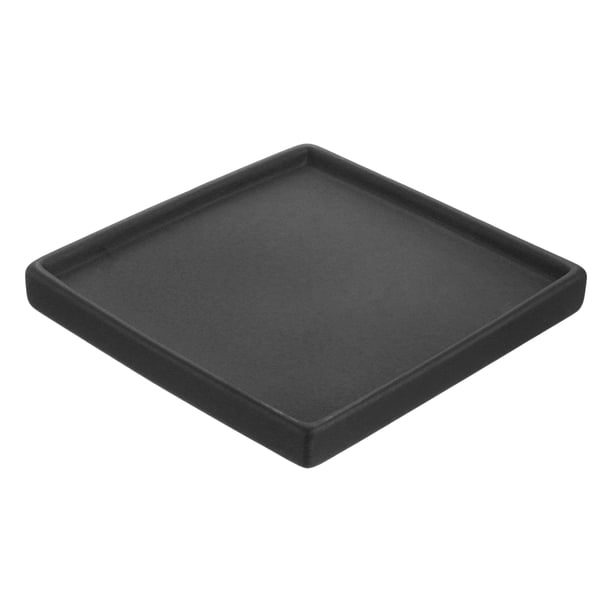 Platos para macetas de 6.3 pulgadas, bandeja cuadrada de cerámica para interiores, negra
