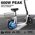 thumbnail image 5 of Hoteel 500W Electric Scooter,22-Mile Range,12"Shock-Absorbing Tires,375Wh Battery,Foldable,Seat&Basket for Easy Commuting, 5 of 10