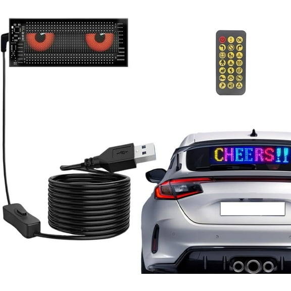 Glowpanel X Programmable Car Led Display,GlowPanel Car, Smart Remote Control,Diy Color Soft Light Display Screen, Easily Attached, Waterproof And Moisture-Proof, Suitable For Windows(7*17.3CM)
