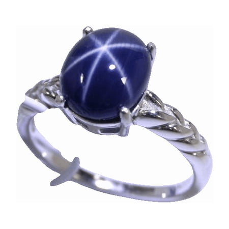 thejewelryart Natural Blue Star Sapphire Ring Sterling Silver Jewelry Stunning Oval-Cut Gem Perfect for Engagements, Anniversaries Silver 3