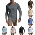thumbnail image 1 of NJDVHB Chemises d'Hiver pour Hommes,Chandails en Molleton pour Hommes,Chemises pour Hommes à Manches Longues,Haut de Couche de Base d'Exercice à Manches Longues Uni Décontracté à Col Rond avec Poche pour Hommes,Kaki,P, 1 of 5