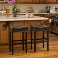thumbnail image 4 of 30-inch Backless Brown Faux Leather Counter Stools (Set of 2) - Modern Style with Durable Hardwood Frame, 4 of 8
