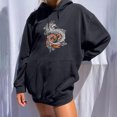 thumbnail image 2 of Sudadera estampada con capucha retro de manga larga suelta divertida vintage para mujer con mangas caídas en los hombros Pompotops gfhjh7408, 2 of 7