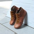 thumbnail image 4 of Mostsola Womens Lace up Ankle Boots Vintage Zip up Casual Flat Walking Shoes Short Booties, 4 of 7