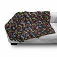 thumbnail image 3 of Dragon Soft Flannel Fleece Throw Blanket, Different Kinds of Colorful Comic Dragons on a Black Background with Little Stars, Cozy Plush for Indoor and Outdoor Use, 70" x 90", Multicolor, by Ambesonne, 3 of 6