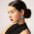 thumbnail image 4 of GUANGHONG Border Mother's Day Mom Gift Translucent Glass Texture Colorful Floral Art Retro Ethnic Style Earrings, 4 of 6