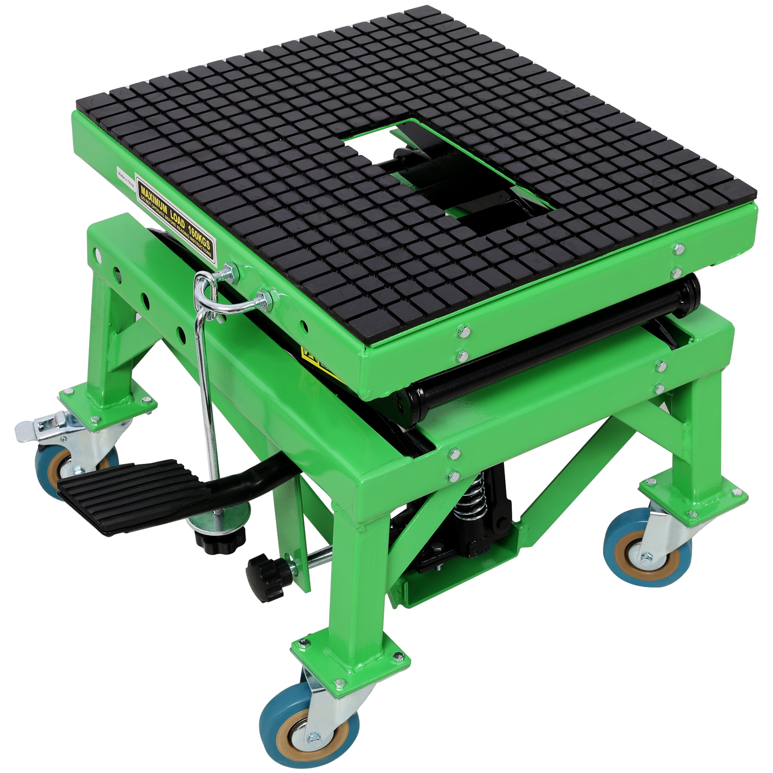 , 350 lbs Hydraulic Motorcycle Scissor Jack Lift Foot Step Wheels for Small Dirt Bikes,ATV Dirt Bike Scissor Stand With 4 Wheels,Green, Black+Green ,Steel ,