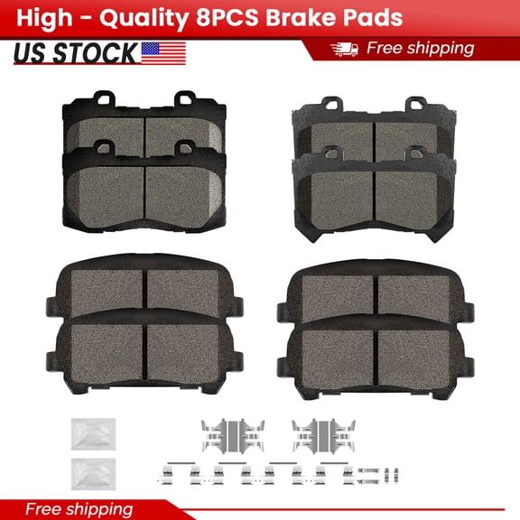 ACB ZONE Front and Rear Ceramic Brake Pads with Hardware for 2015 2016 2017 2018 2019 2020 Chevy Colorado GMC Canyon All Models (P-1802, P-1806)