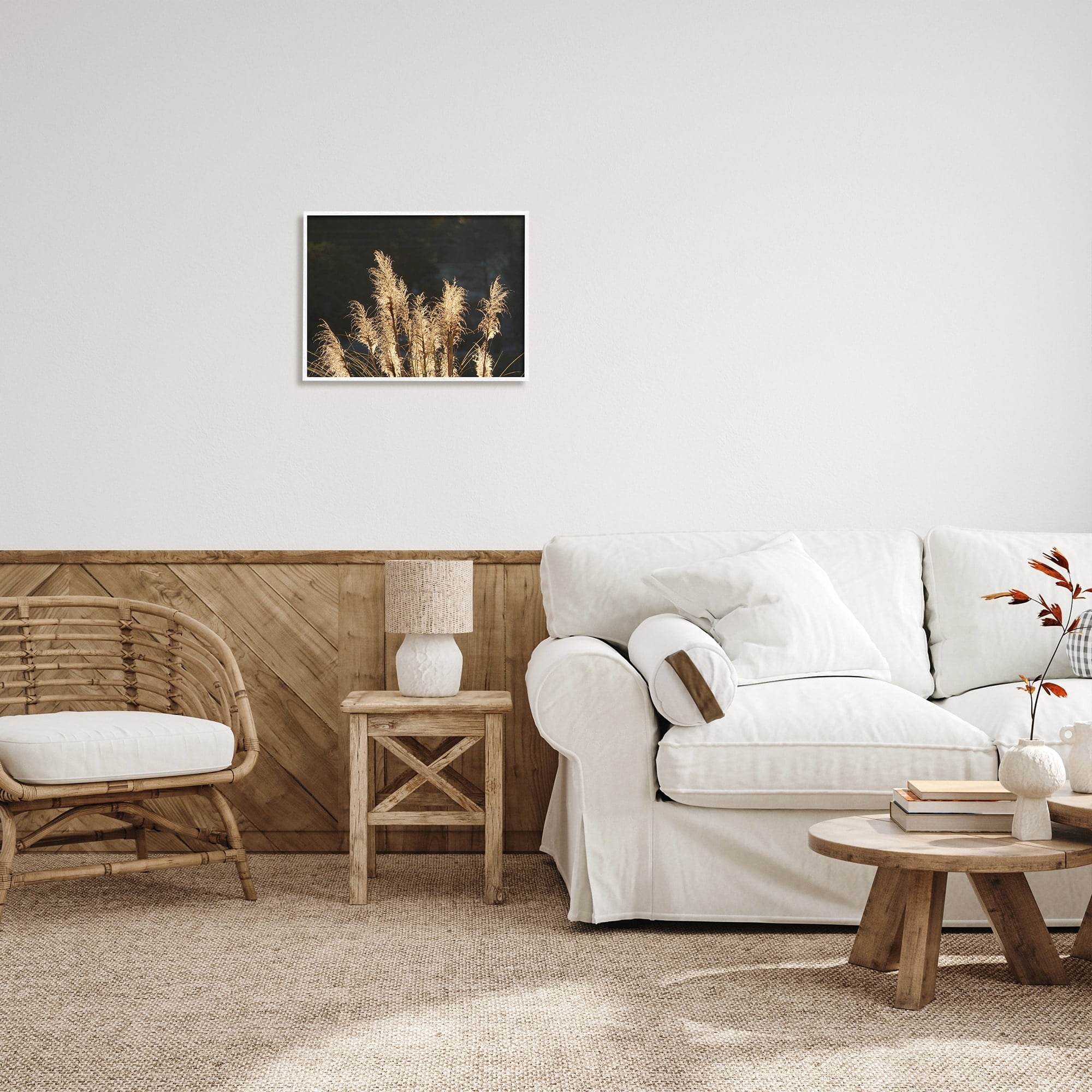 Stupell Industries Moonlit Pampas Grass Rural Reeds Plant Botanicals Photograph White Framed Art Print Wall Art, Design by Gail Peck